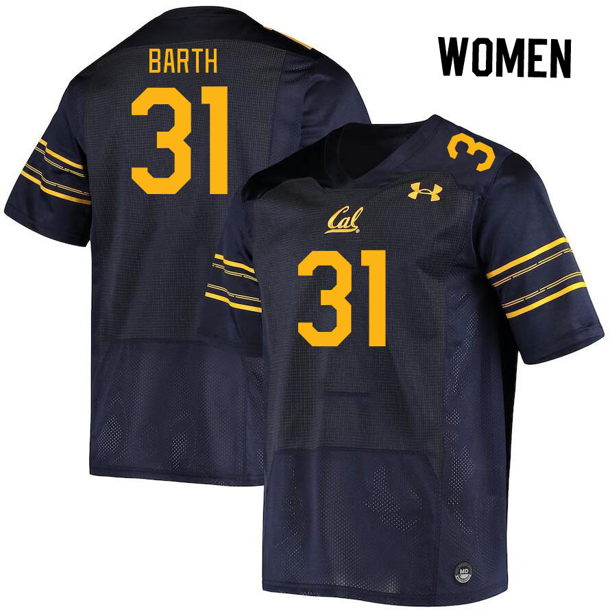 Women #31 Hunter Barth California Golden Bears College Football Jerseys Stitched Sale-Navy